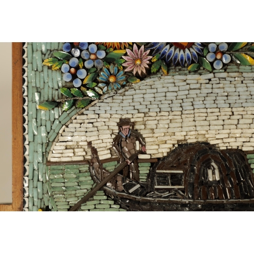 781 - A LARGE VENETIAN MICRO MOSAIC AND SATINWOOD PHOTOGRAPH FRAME having floral decoration and oval panel... 