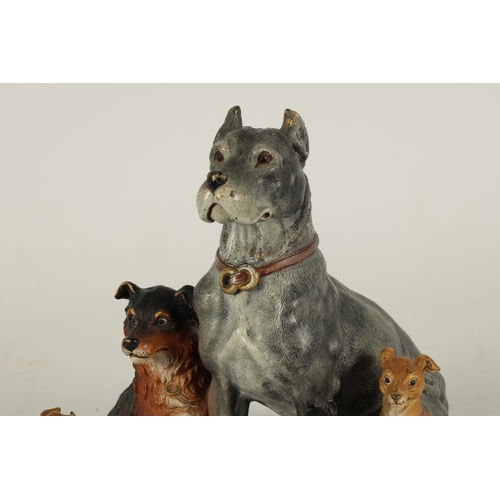 783 - A FINE AND RARE LATE 19TH CENTURY FRANZ BERGMAN AUSTRIAN COLD PAINTED BRONZE CANINE GROUP depiciting... 