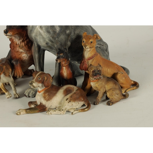 783 - A FINE AND RARE LATE 19TH CENTURY FRANZ BERGMAN AUSTRIAN COLD PAINTED BRONZE CANINE GROUP depiciting... 