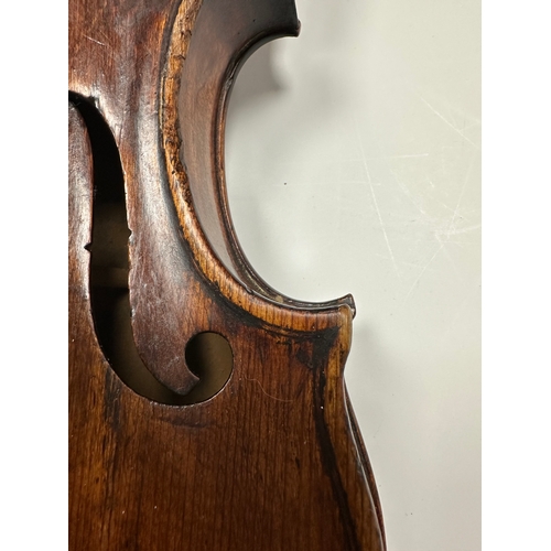 483 - AN 18TH CENTURY FULL-SIZE VIOLIN with a one-piece back together with two bows in a W.E. Hill & Sons ... 