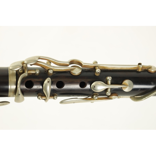 116 - A JEROME THIBOUVILLE-LAMY EBONY CLARINET with banded segmented body and all key fittings, missing mo... 