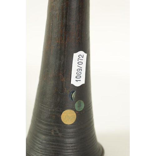 117 - A 20TH CENTURY TURKISH ZURNA of conical form and banded engraved decoration with 15 finger holes and... 