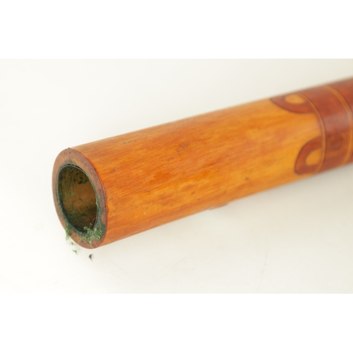 123 - A LARGE SLOVAKIAN FUJARA FLUTE With stained engraved decoration and dated 1972, together with matchi... 