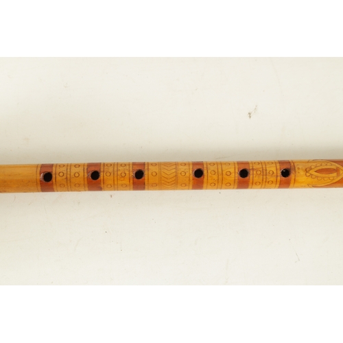 123 - A LARGE SLOVAKIAN FUJARA FLUTE With stained engraved decoration and dated 1972, together with matchi... 