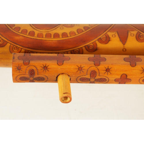 123 - A LARGE SLOVAKIAN FUJARA FLUTE With stained engraved decoration and dated 1972, together with matchi... 