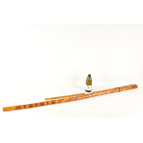 123 - A LARGE SLOVAKIAN FUJARA FLUTE With stained engraved decoration and dated 1972, together with matchi... 