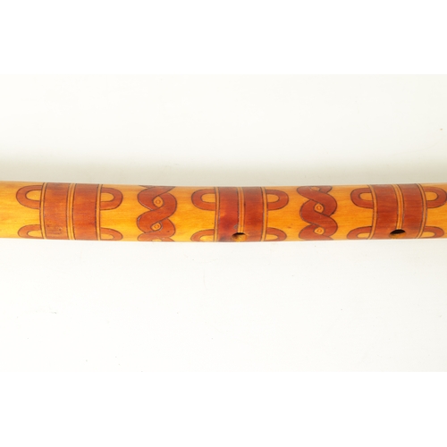 123 - A LARGE SLOVAKIAN FUJARA FLUTE With stained engraved decoration and dated 1972, together with matchi... 