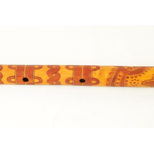 123 - A LARGE SLOVAKIAN FUJARA FLUTE With stained engraved decoration and dated 1972, together with matchi... 