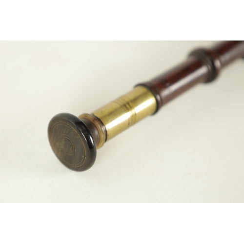 127 - A VINTAGE COLIN ROSS MAHOGANY CHANTER with brass key fittings, 8 finger holes and a turned mouth pie... 