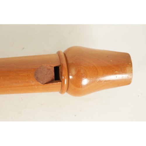 13 - A KUNG TENOR RECORDER turned in fruitwood with brass key, impressed makers mark - in original canvas... 