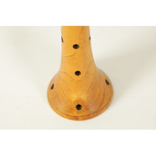 132 - A VINTAGE DOUBLE REED CYPRIOT SHAWM of conical form with 7 finger holes and removable double reed mo... 