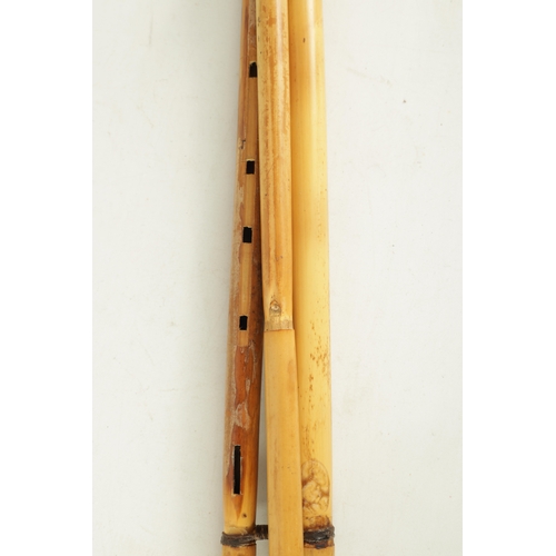 145 - TWO COMPLETE SARDINIAN BAMBOO LAUNEDDAS with segmented strung sections with various finger holes.(Ea... 