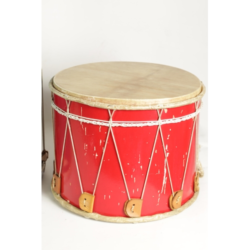 149 - A COLLECTION OF FIVE DRUMS of various size and colour(55cm high and smaller)