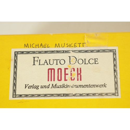 16 - A FLAUTO DOLCE MOECK RENAISSANCE BAROQUE RECORDER made in maple with brass collar in the original bo... 