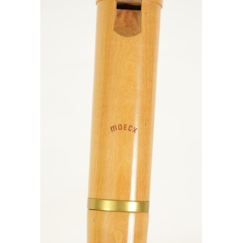 16 - A FLAUTO DOLCE MOECK RENAISSANCE BAROQUE RECORDER made in maple with brass collar in the original bo... 