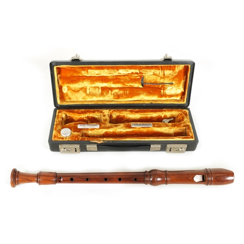 22 - A CASED HANS COOLSMA BRESSAN RECORDER, low pitch, made from palisander rosewood.(47.4cm overall)... 