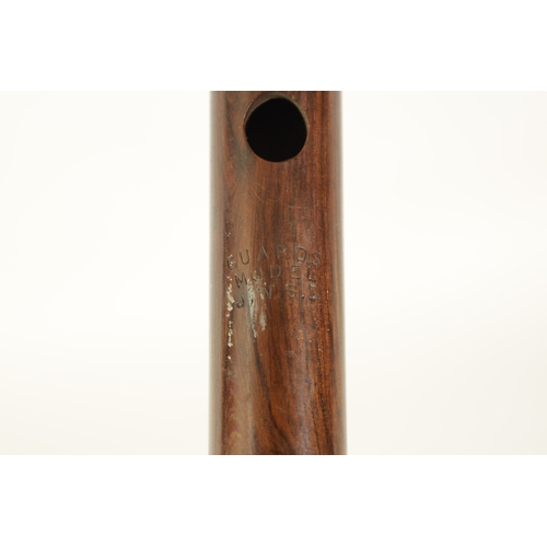 25 - A MILITARY TWO PIECE ‘GUARDS MODEL’ FLUTE Turned in rosewood with nickel mounts and key, impressed m... 