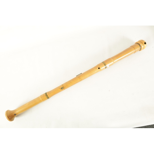 28 - A MOECK FLAUTO RONDO GRAND BASS RECORDER turned in maple with double key and impressed makers mark(9... 