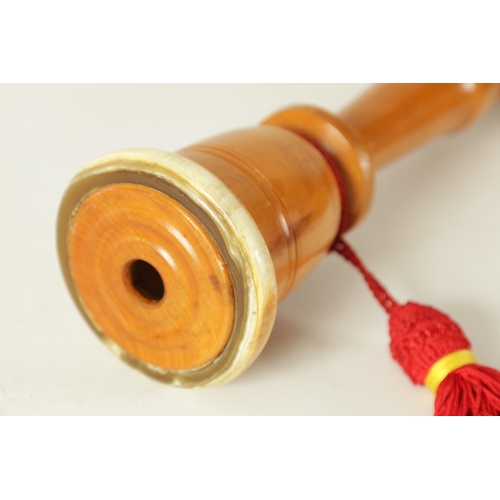 29 - A SPANISH GAITA GALLEGA (BAGPIPES) turned in pear wood with horn end rings and carved crowned head a... 