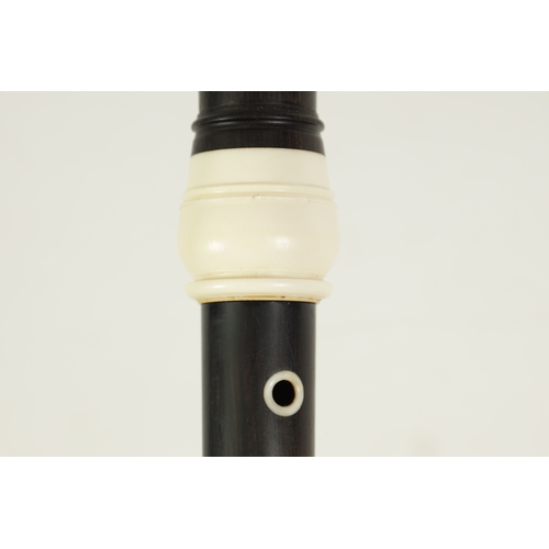 30 - A GOOD QUALITY HANS COOLSMA ALTO RECORDER with ivory mouthpiece and turning on a rosewood body, impr... 