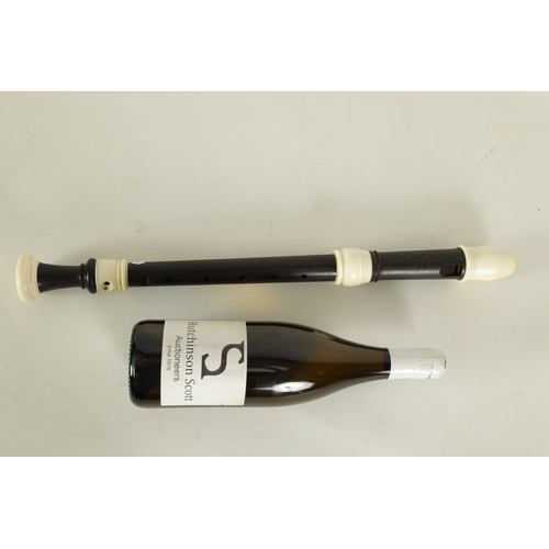 30 - A GOOD QUALITY HANS COOLSMA ALTO RECORDER with ivory mouthpiece and turning on a rosewood body, impr... 