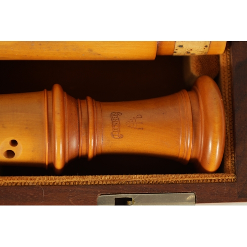 33 - A FINE CASED DENNER ALTO RECORDER BY FRIEDRICH VON HUENE Made of boxwood with impressed makers marks... 