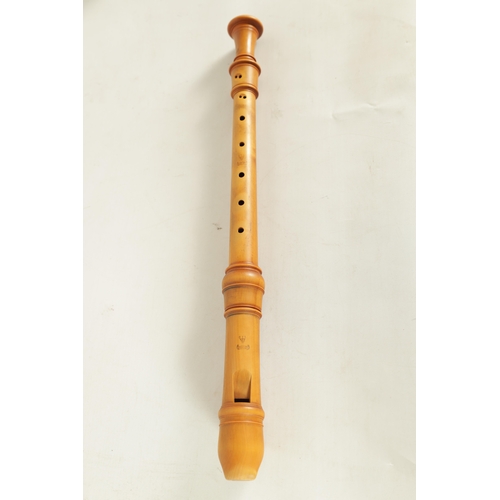 33 - A FINE CASED DENNER ALTO RECORDER BY FRIEDRICH VON HUENE Made of boxwood with impressed makers marks... 