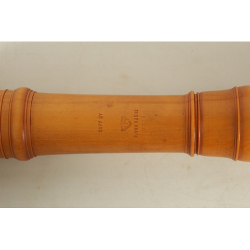 33 - A FINE CASED DENNER ALTO RECORDER BY FRIEDRICH VON HUENE Made of boxwood with impressed makers marks... 