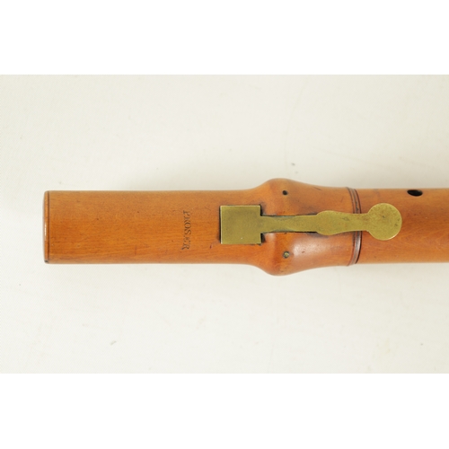 42 - A LATE 18TH CENTURY FLUTE MADE BY PROSER Turned in boxwood with a single brass key and impressed mak... 