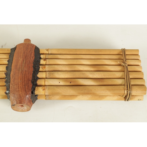 43 - A COLLECTION OF FOUR VARIOUS SIZE BAMBOO PANPIPES in wooden case (4)(Largest is 83.5cm long)... 