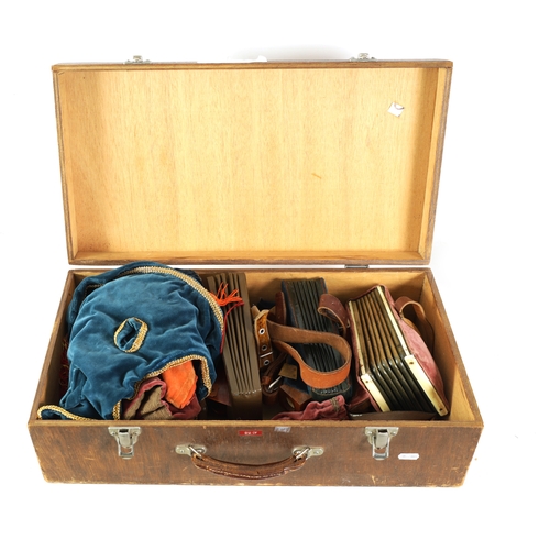 44 - AN ASSORTMENT OF SEVEN MUSETTE BAGS AND THREE BELLOWS