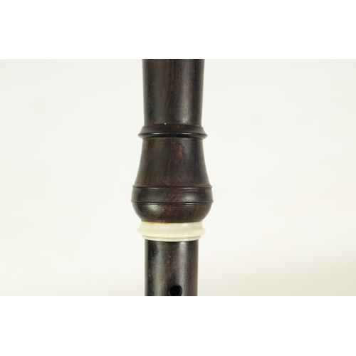 50 - A GOOD QUALITY HANS COOLSMA ALTO RECORDER fitted an ivory mouthpiece and turning on a rosewood body,... 