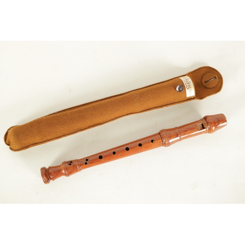 55 - A TWO SECTION KUNG SOPRANINO RECORDER Turned in palisander wood with impressed makers mark - in orig... 