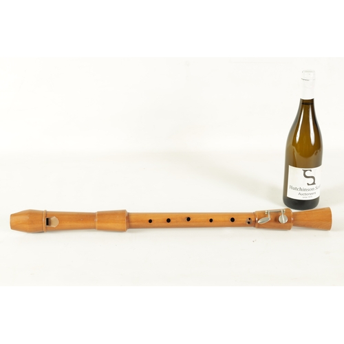 57 - A TENOR RECORDER WITH SINGLE KEY BY AURA CONSERVATORIUM turned in pear wood with nickel key, impress... 