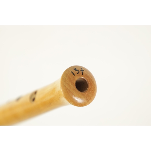 58 - A TWO PIECE AURA CONSERVATORIUM DESCANT RECORDER turned in pear wood