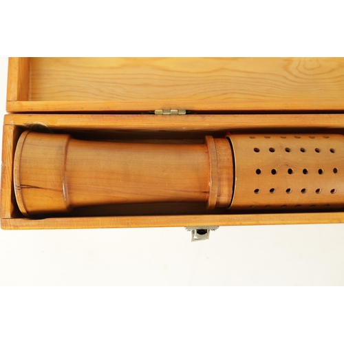 59 - A LARGE MEDIEVAL BASS RECORDER BY JOHN COUSEN turned in maple with impressed makers marks - comes in... 