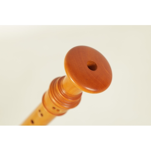 6 - A VON HUENE SOPRANO RECORDER turned in boxwood with impressed makers mark and 'E TERTON'(34.5cm over... 