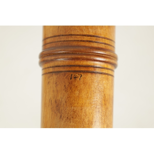 61 - AN EARLY ERIC MOULDER CRUMHORN turned in birch with brass collar and keys, impressed makers mark(90.... 