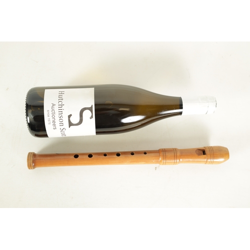 68 - A HOPF TWO PIECE SOPRANO RECORDER Turned in pear wood with impressed makers marks(33cm overall)... 