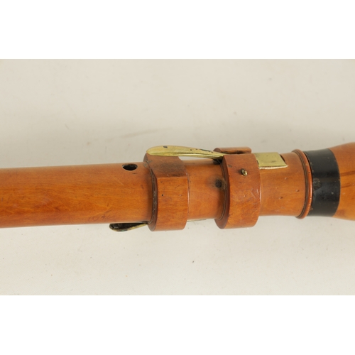 72 - A 19TH CENTURY BOXWOOD AND EBONY CLARINET BY LEONHARDT with brass keys and impressed makers marks(58... 