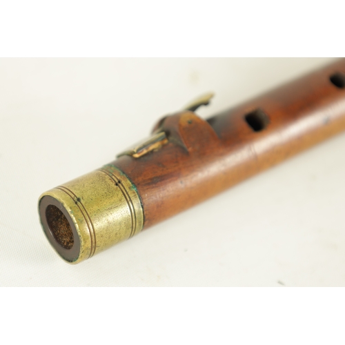 81 - A 19TH CENTURY MILITARY FLUTE BY TOWNSEND, MANCHESTER turned in maple with brass key and brass colla... 