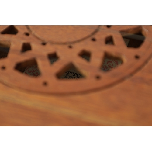 87 - A 20TH CENTURY HARDWOOD DULCIMER BY PETER ECKER DATED 1970 of shaped form with pierced sound frets, ... 