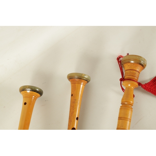 88 - A SPANISH GAITA GALLEGA (BAGPIPES) turned in pear or olive wood with horn end rings attached to a re... 