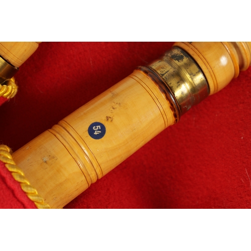 88 - A SPANISH GAITA GALLEGA (BAGPIPES) turned in pear or olive wood with horn end rings attached to a re... 