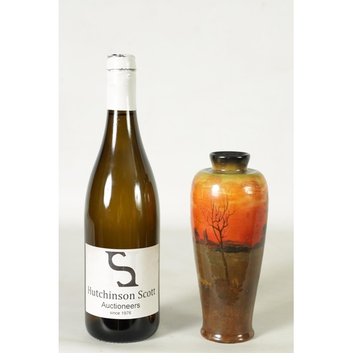 103 - AN EARLY 20TH-CENTURY ROYAL DOULTON SLENDER TAPERING VASE decorated with a raised continuous country... 