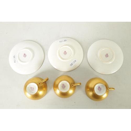 113 - A SET OF THREE FRUIT ROYAL WORCESTER COFFEE CUPS AND SAUCERS SIGNED F. HARPER/ W.H.AUSTIN each richl... 