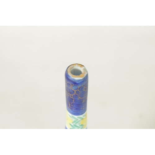 16 - A 19TH-CENTURY FRENCH OPALINE GLASS PEDESTAL VASE the ovoid body and tapering neck with jewelled flo... 