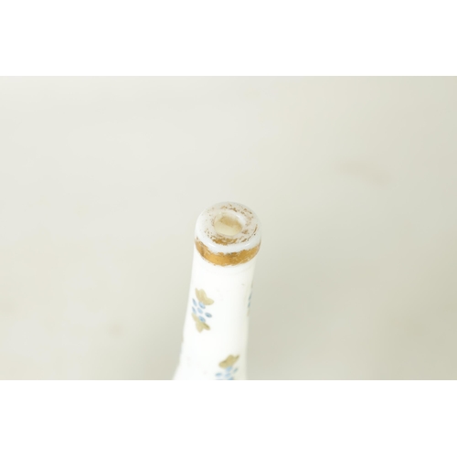 16 - A 19TH-CENTURY FRENCH OPALINE GLASS PEDESTAL VASE the ovoid body and tapering neck with jewelled flo... 