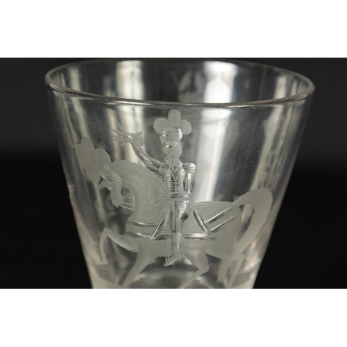 26 - A RARE GEORGE IV FROSTED AND CUT ENGRAVED CORONATION RUMMER DATED JULY 19 1821 decorated with the Ki... 