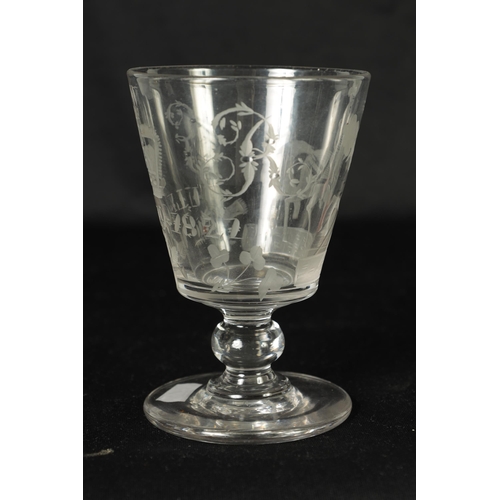 26 - A RARE GEORGE IV FROSTED AND CUT ENGRAVED CORONATION RUMMER DATED JULY 19 1821 decorated with the Ki... 